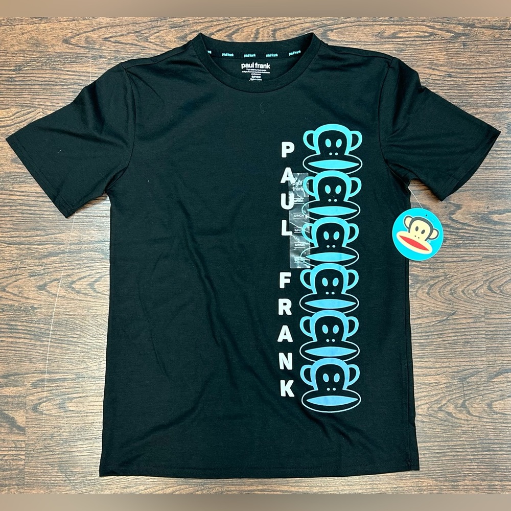 NEW! Paul Frank Men’s Blue Monkey Logo T Shirt (Black) - Size Small